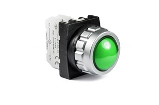H Series Plastic with LED 12-30V AC/DC Green 30 mm Pilot